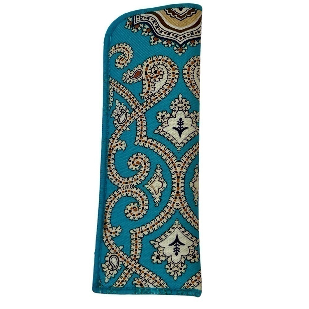 Vera Bradley Reader Eyeglass Case Totally Turq Turquoise/Brown/Tan EUC